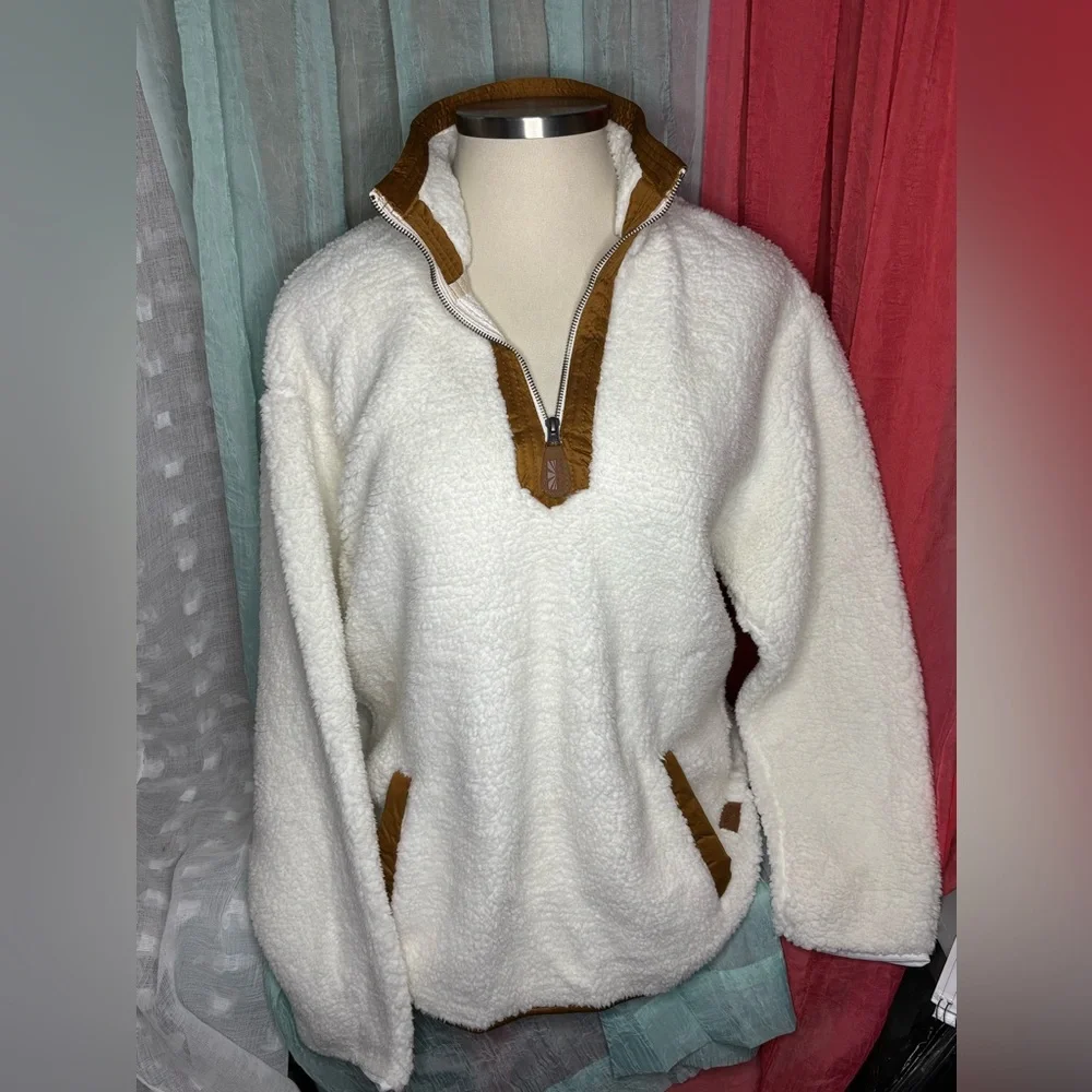 Cozy White Sherpa Half-Zip Sweater - Picture 1 of 5